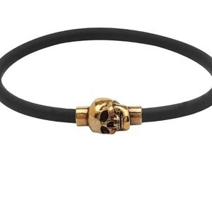 Alexander McQueen Black and Gold Skull Bracelet
